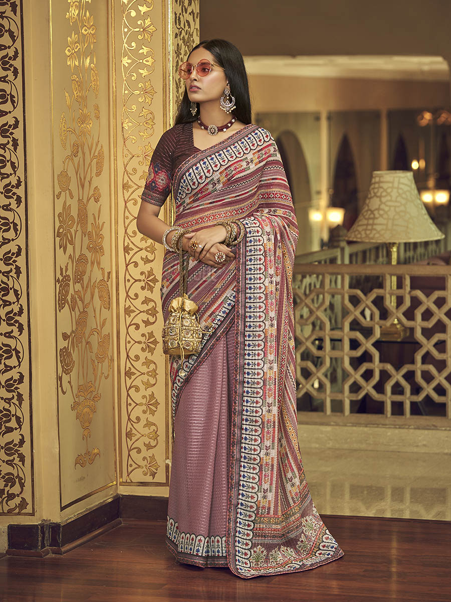 Myra Multicolour Gorgette Designer Saree