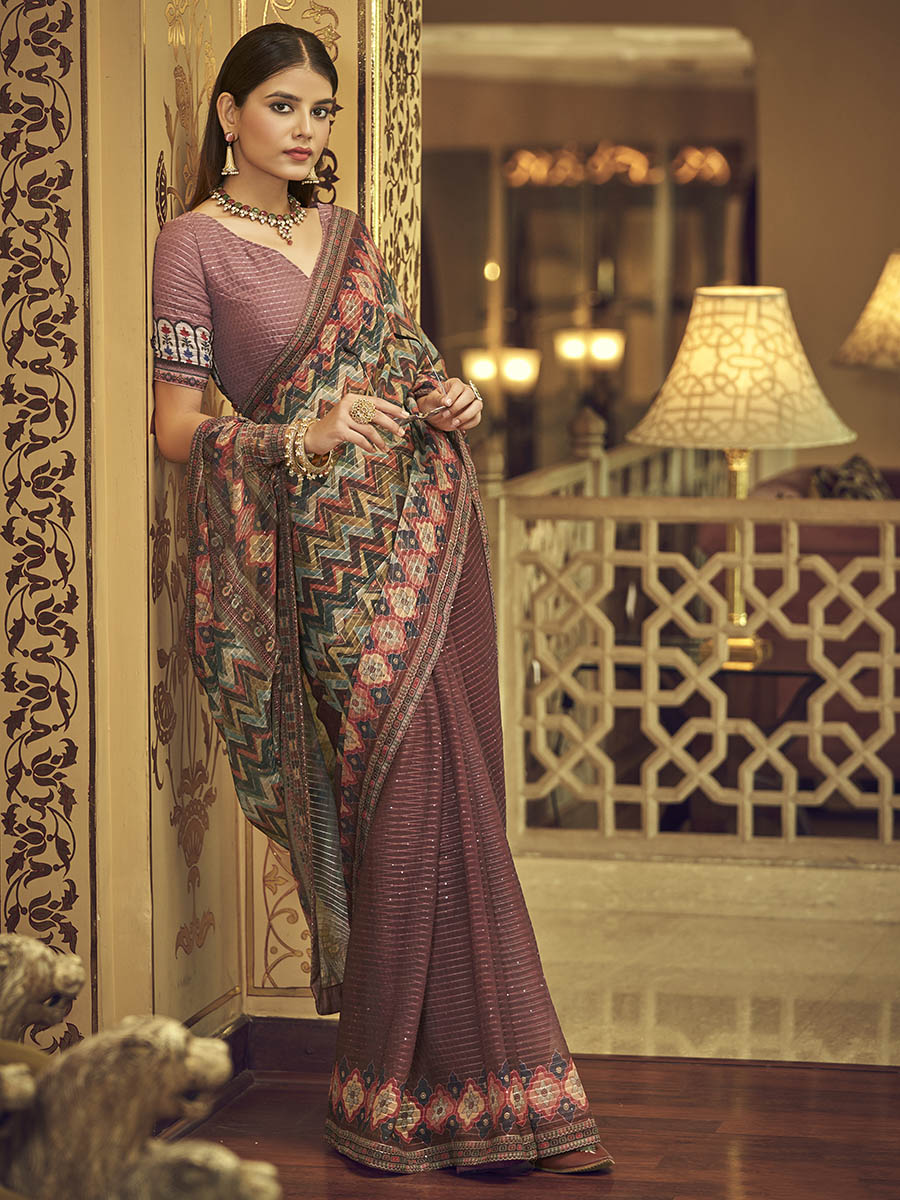 Myra Multicolour Gorgette Designer Saree