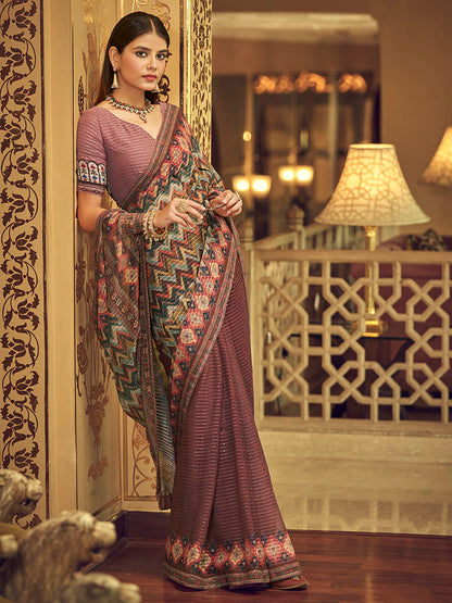Myra Multicolour Gorgette Designer Saree