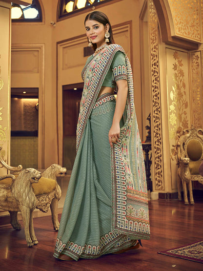 Myra Multicolour Gorgette Designer Saree