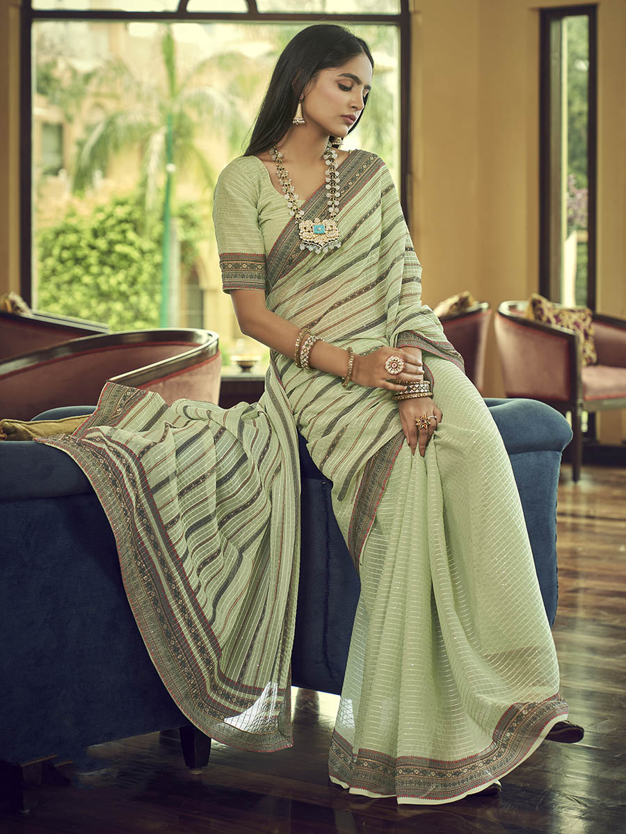 Myra Multicolour Gorgette Designer Saree