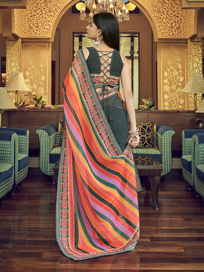 Myra Multicolour Gorgette Designer Saree