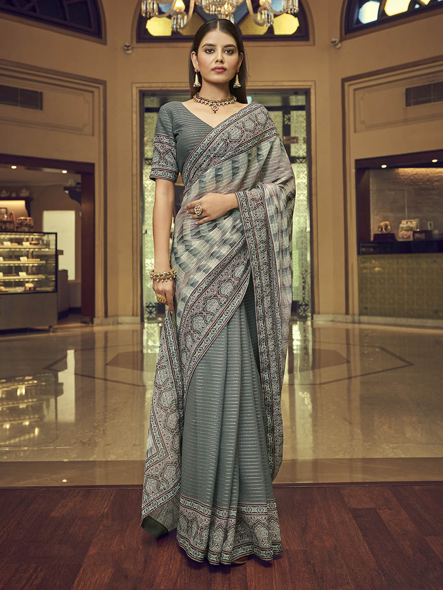 Myra Multicolour Gorgette Designer Saree