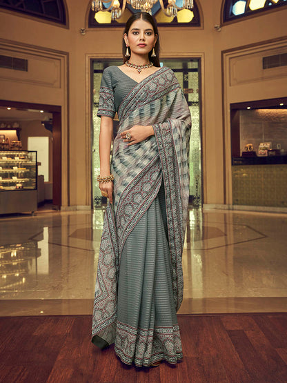 Myra Multicolour Gorgette Designer Saree