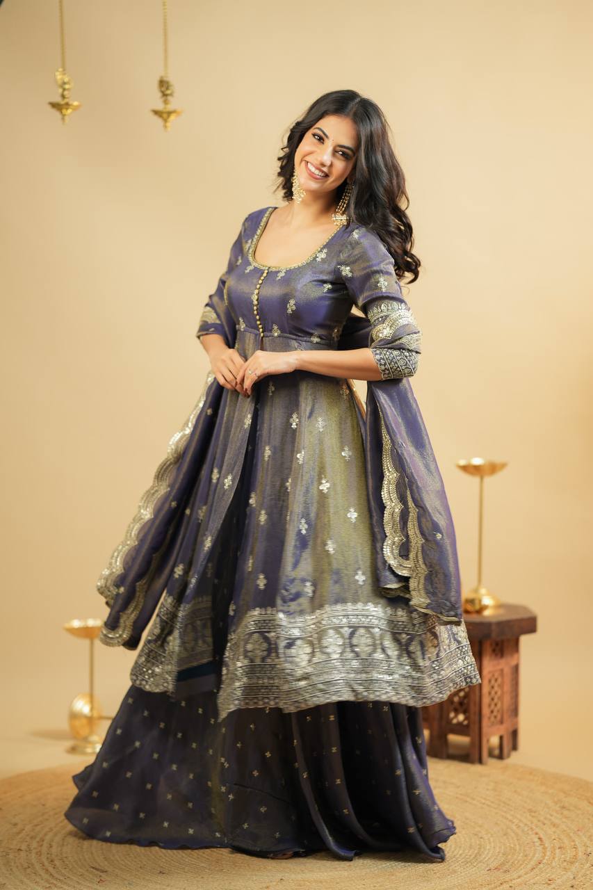 Yash Enterprise Light Purple Cosmo Silk Embroidery Suit Set