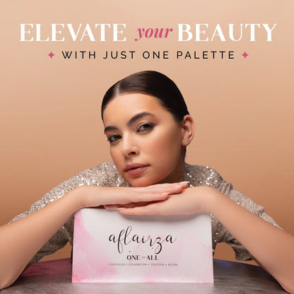 Aflairza One for All Palette, 4-in-1 Foundation, Concealer, Blush & Contour, All-in-One Face Palette for Effortless Beauty 56g