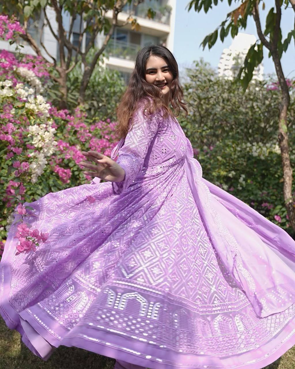Yash Enterprise Purple Heavy Chinon Embroidery Party Wear Suit
