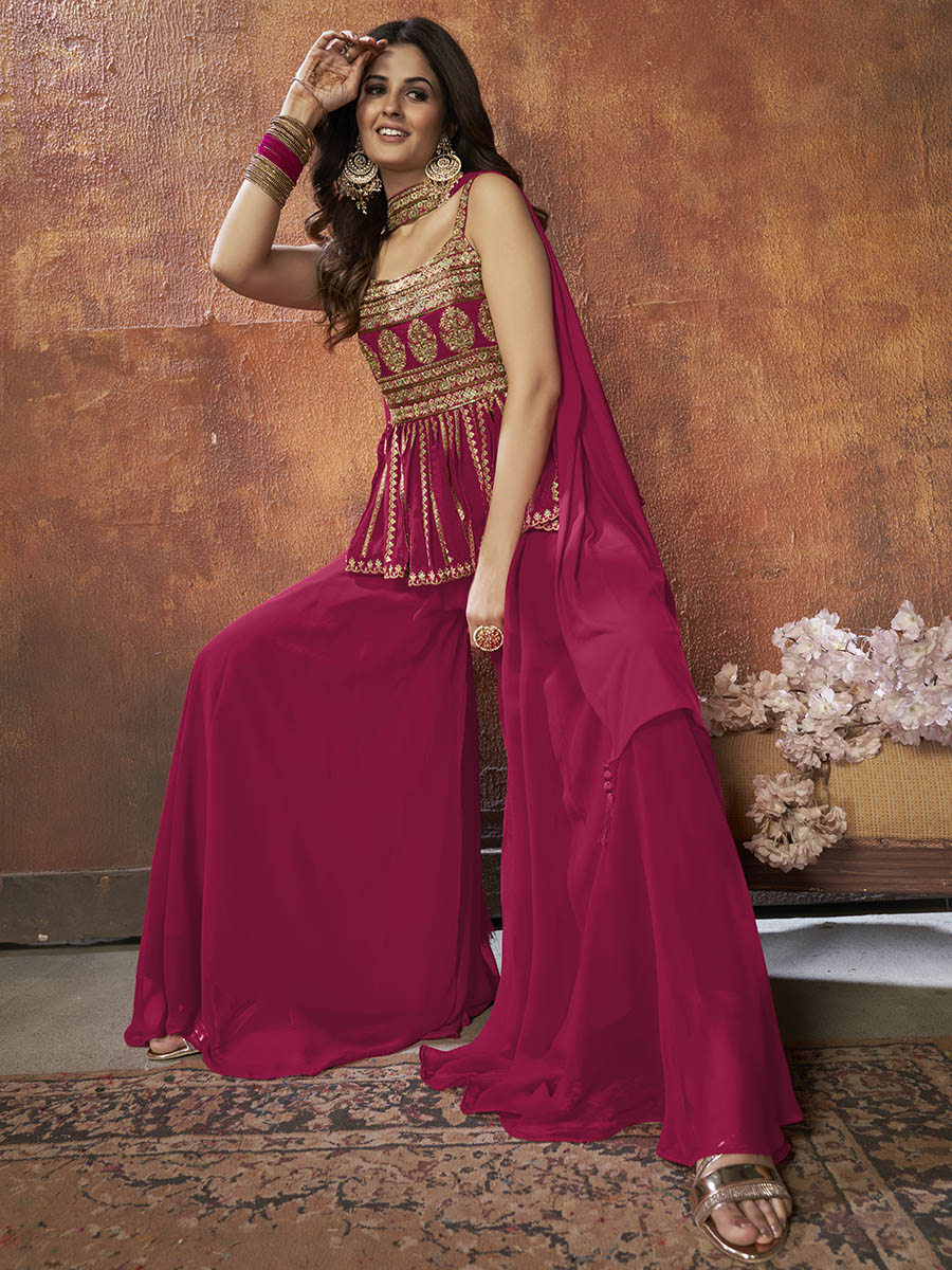 Myra Pink Georgette Embroidered Designer Suit