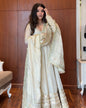 Yash Enterprise Of White Chinon Silk With Embroidery Zari Sequins-Work