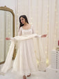 Yash Enterprise White Star Georgette Silk Embroidery Party Wear Uit Set