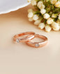 VOJ Stainless Steel Cubic Zirconia Rose Gold-Polished Adjustable Ring Set for Couple
