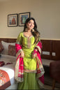 Yash Enterprise Green Faux Blooming Embroidery Sarara Suit