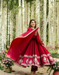 Yash Enterprise Red Roman Silk Embroidery Suit Set