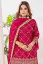 Yash Enterprise Red Chinnon Silk Embroidery Party Wear Suit Set