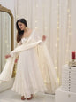 Yash Enterprise White Star Georgette Silk Embroidery Party Wear Uit Set