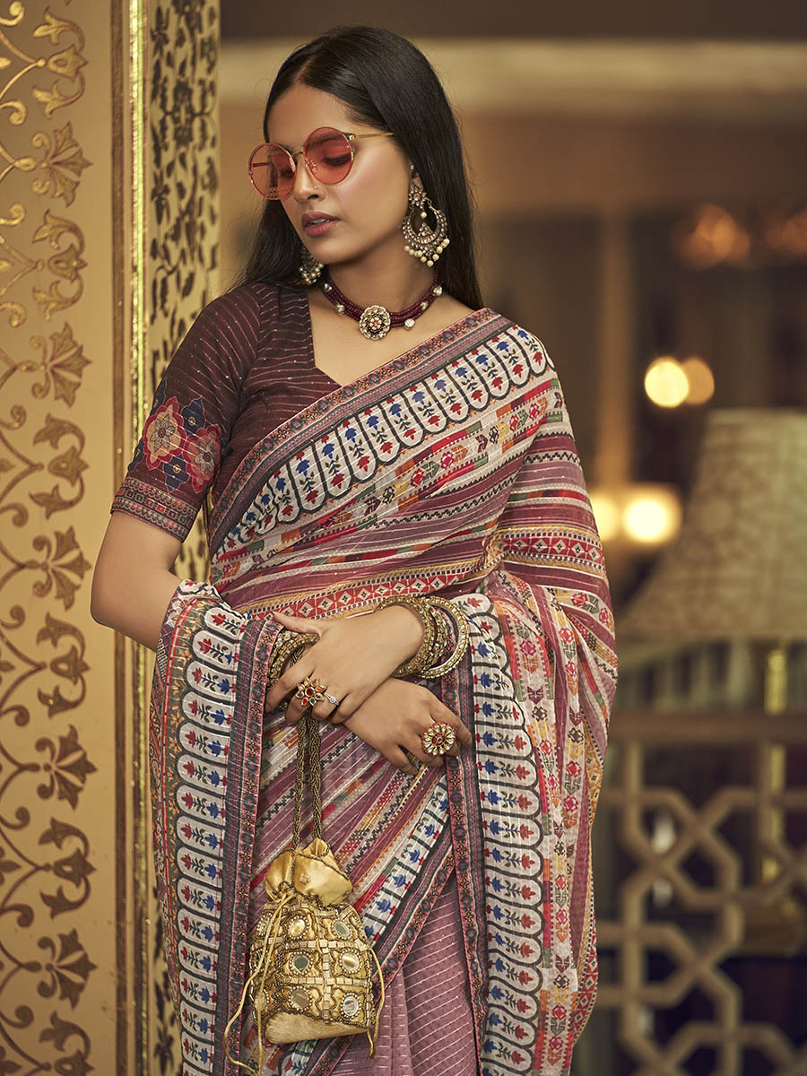 Myra Multicolour Gorgette Designer Saree