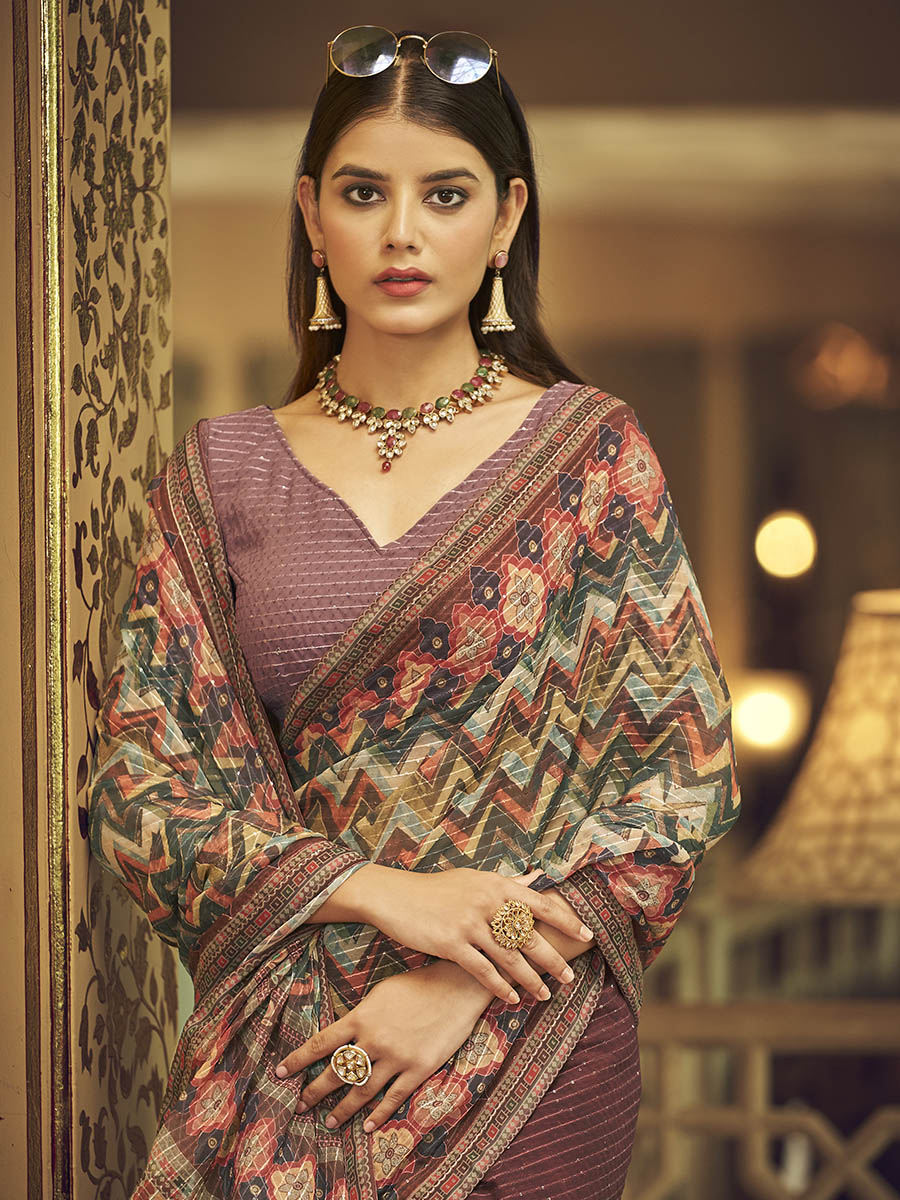 Myra Multicolour Gorgette Designer Saree
