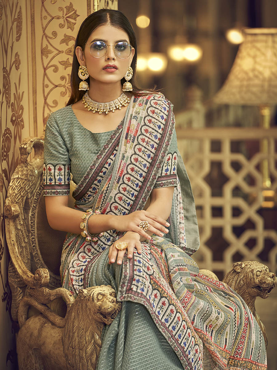Myra Multicolour Gorgette Designer Saree