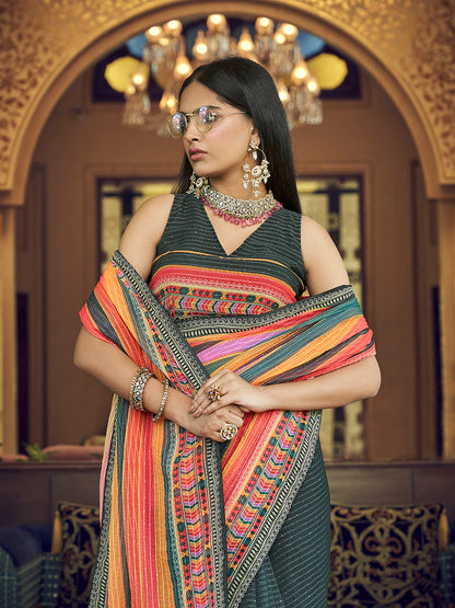 Myra Multicolour Gorgette Designer Saree
