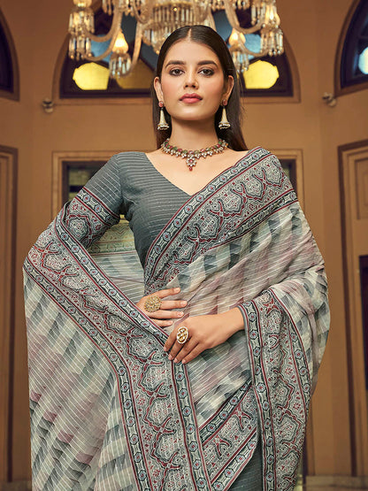 Myra Multicolour Gorgette Designer Saree