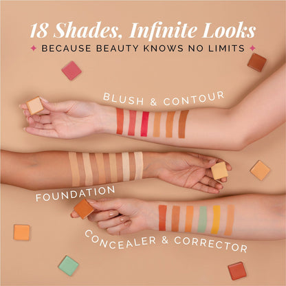 Aflairza One for All Palette, 4-in-1 Foundation, Concealer, Blush & Contour, All-in-One Face Palette for Effortless Beauty 56g