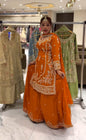 Yash Enterprise Orange Natural Crep Embroidery Party Wear Suit Set