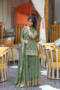 Yash Enterprise Green Georgette Embroidery Party Wear Suit Set