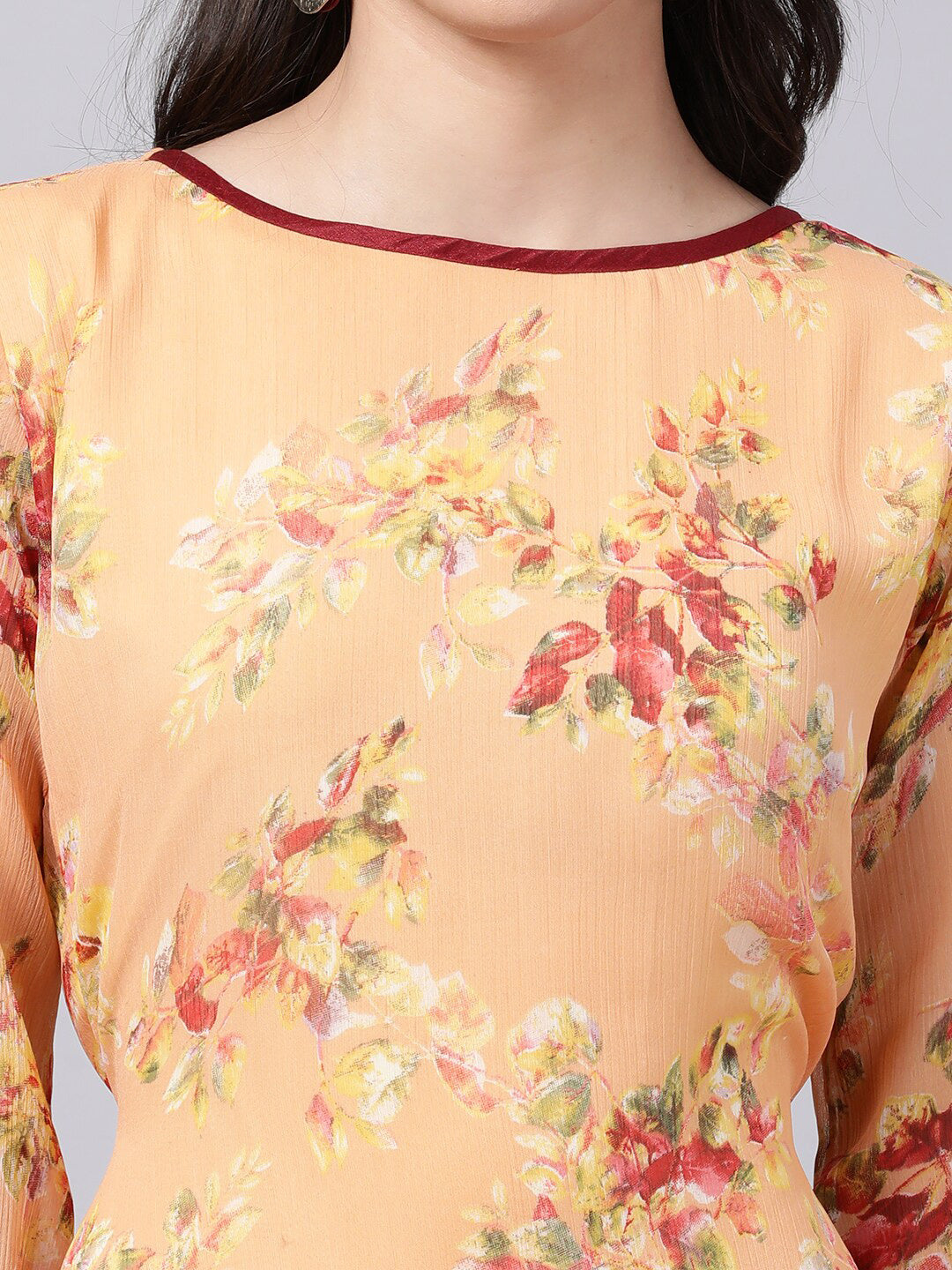 Souchii Floral Printed Boat Neck A-Line Maxi Dress