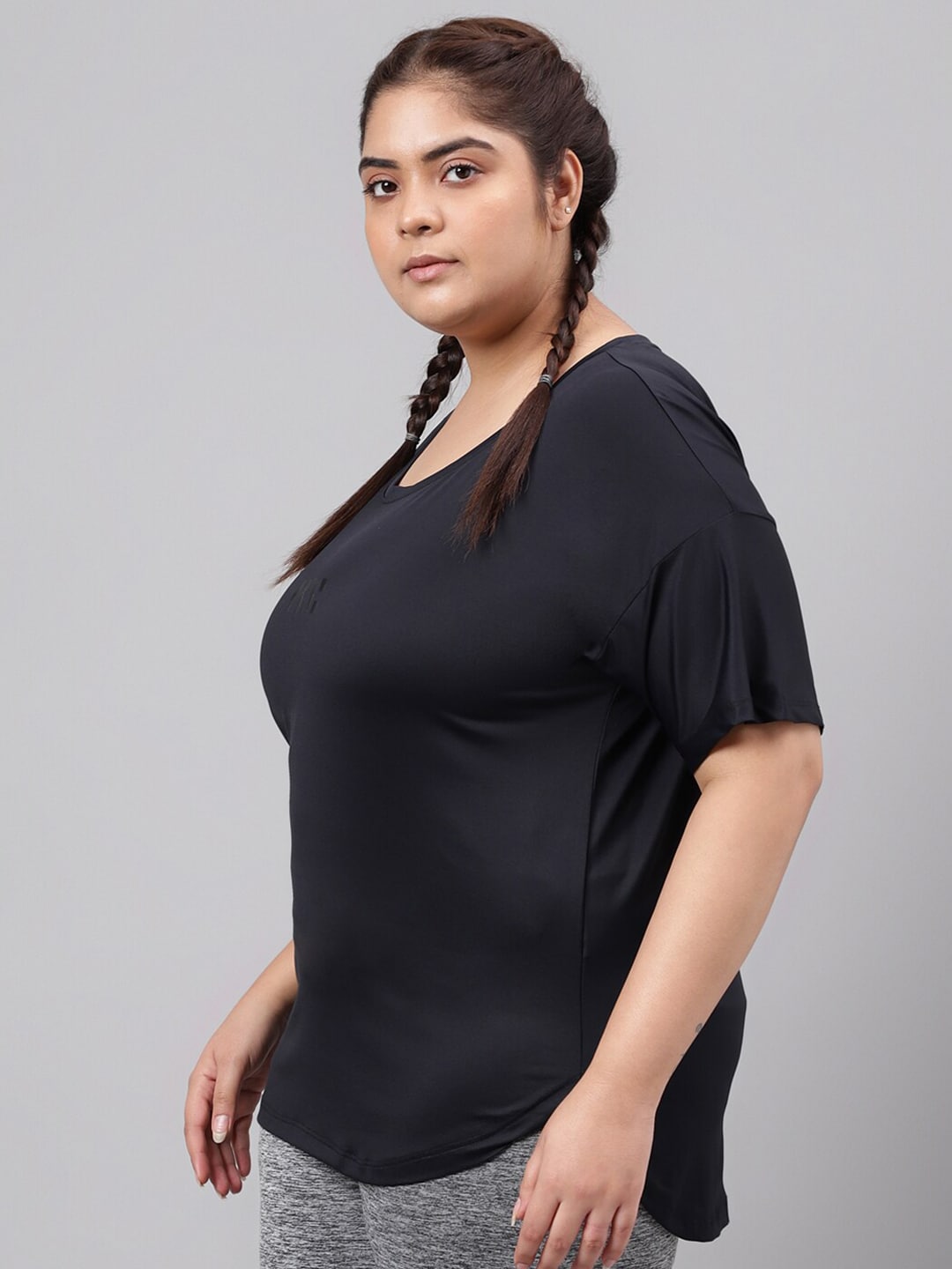 MKH Plus Size Drop Shoulder Sleeves Relaxed Fit Dri-FIT Sports T-shirt