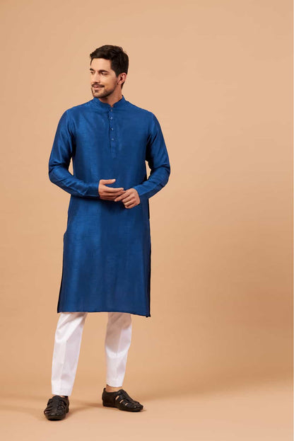 Blue Plain Kurta by Hilo Design