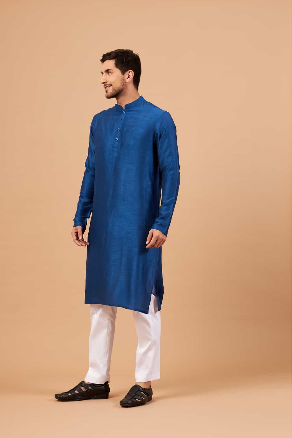 Blue Plain Kurta by Hilo Design