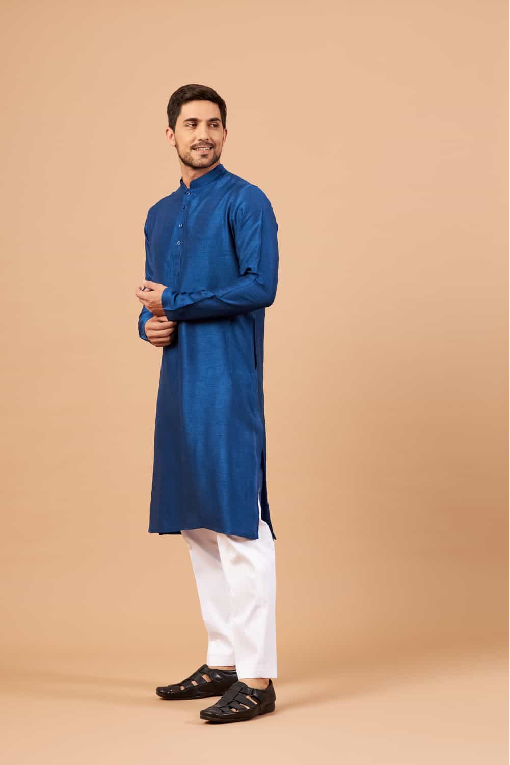 Blue Plain Kurta by Hilo Design