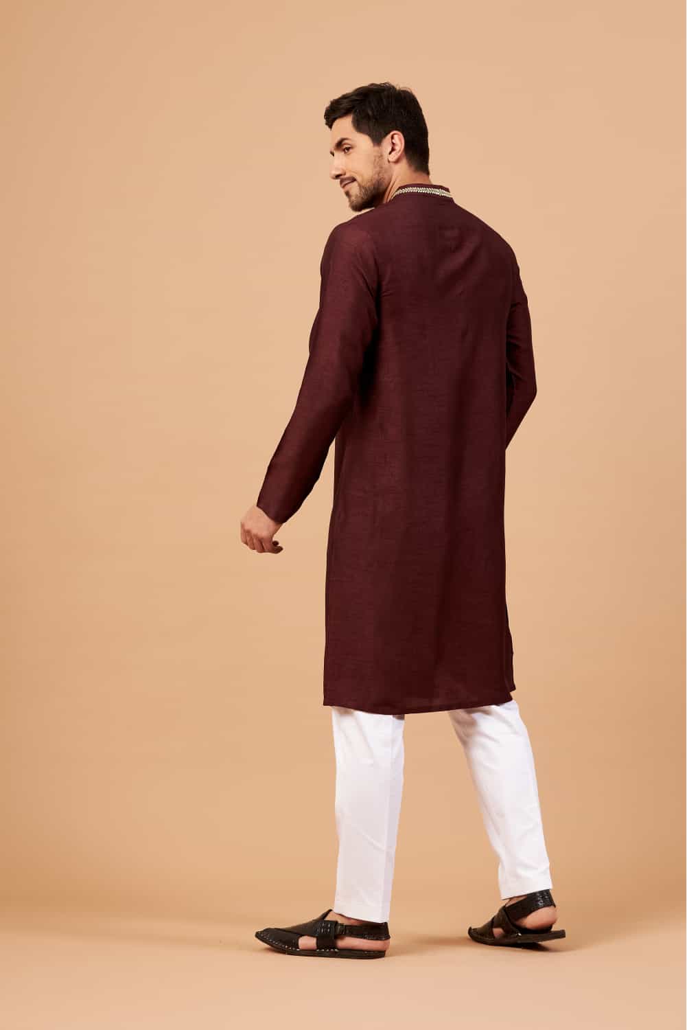 Adira Gold Zari Embroidered Kurta by Hilo Design