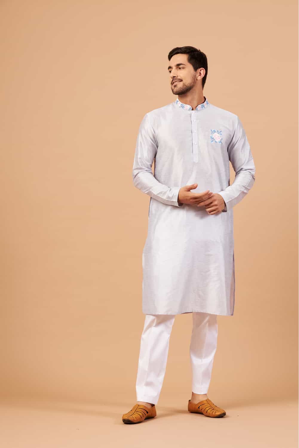 Manatee Basik Kurta Cadet Grey Coloured by Hilo Design