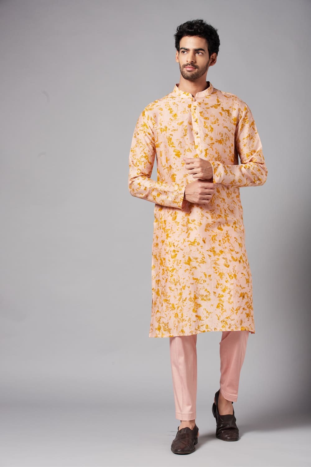 Peachy Natural Dye Co Ord Designer Kurta Set by Hilo Design