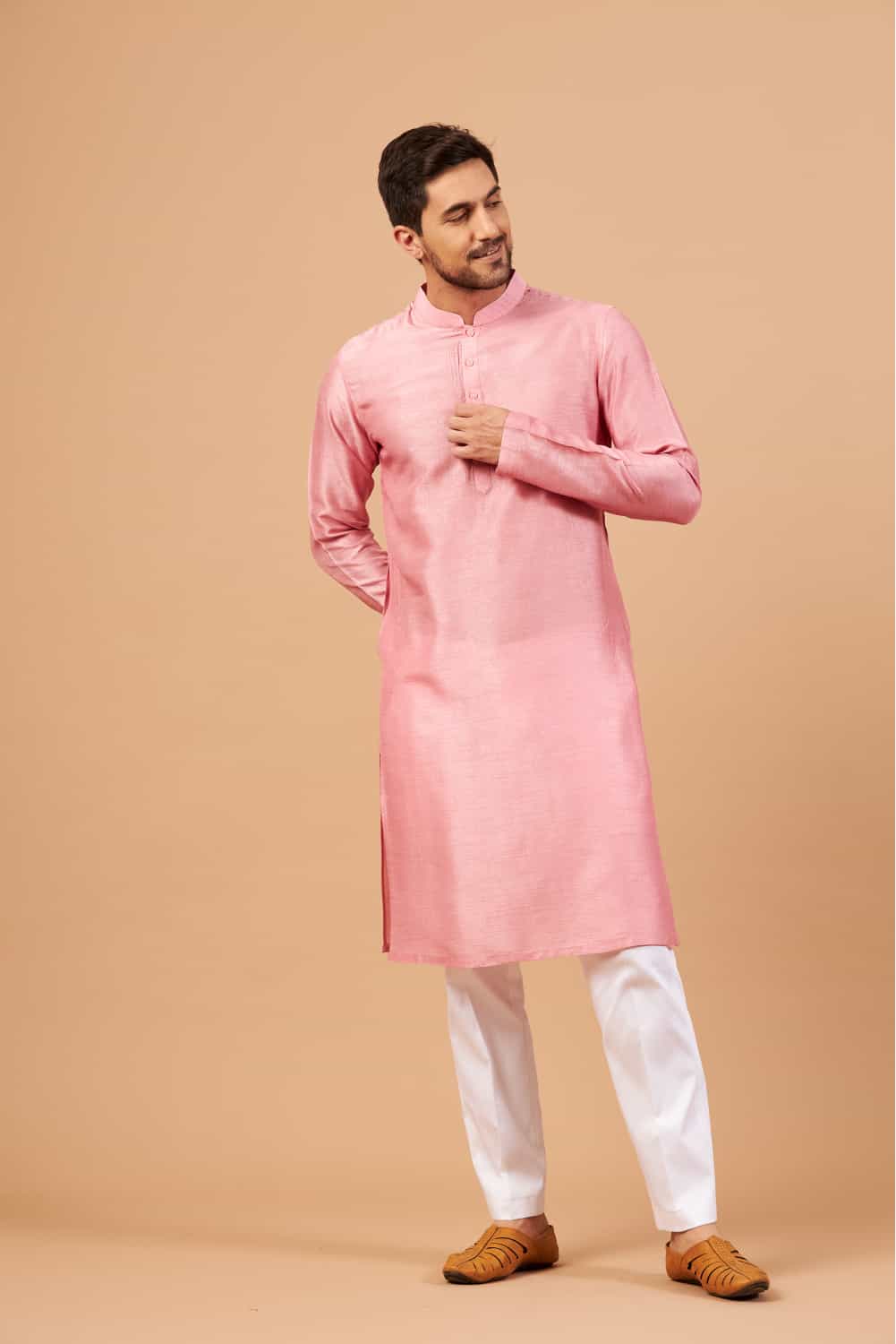 Pink Plain Kurta by Hilo Design