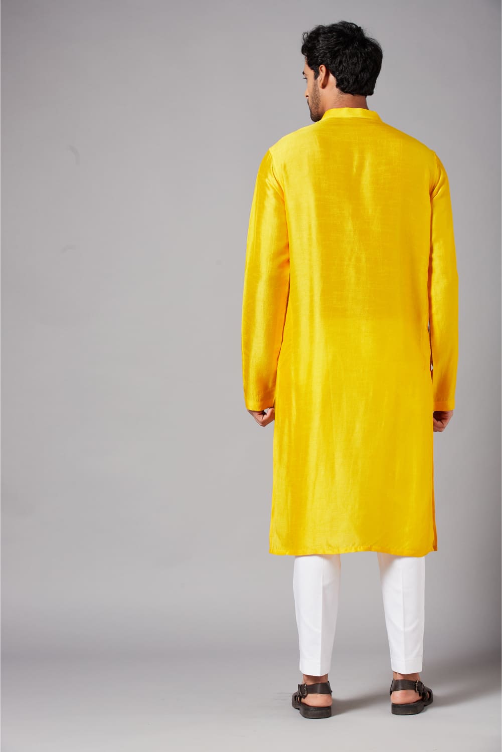Yellow Plain Designer Men's Kurta by Hilo Design