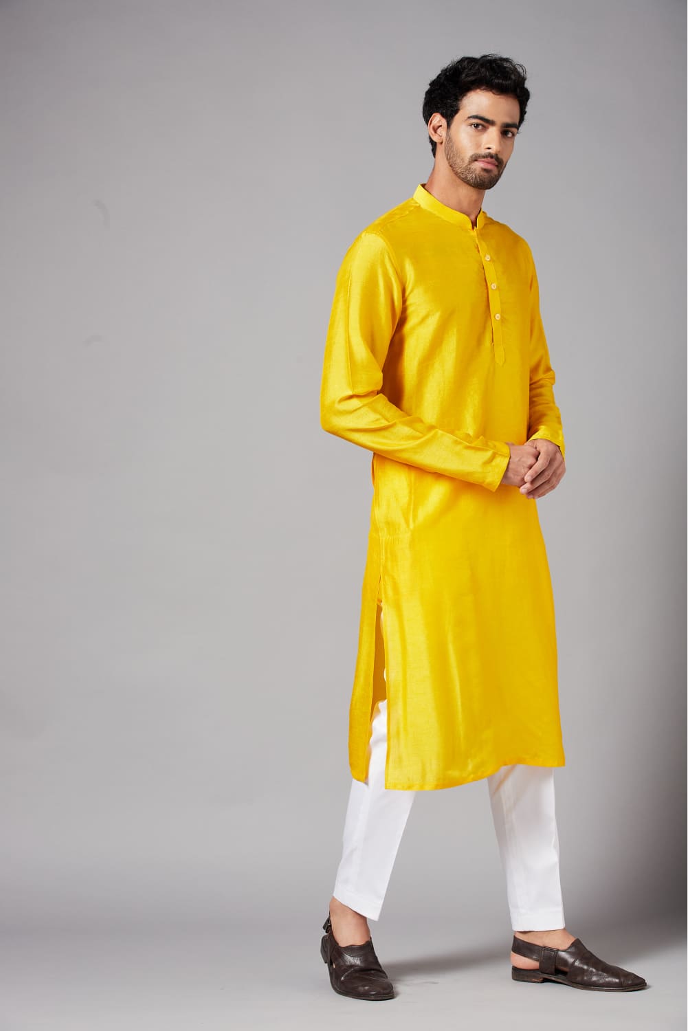 Yellow Plain Kurta by Hilo Design