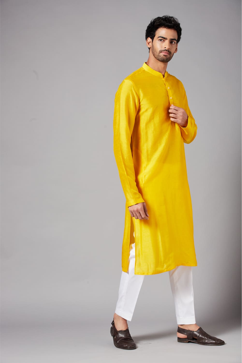 Yellow Plain Kurta by Hilo Design