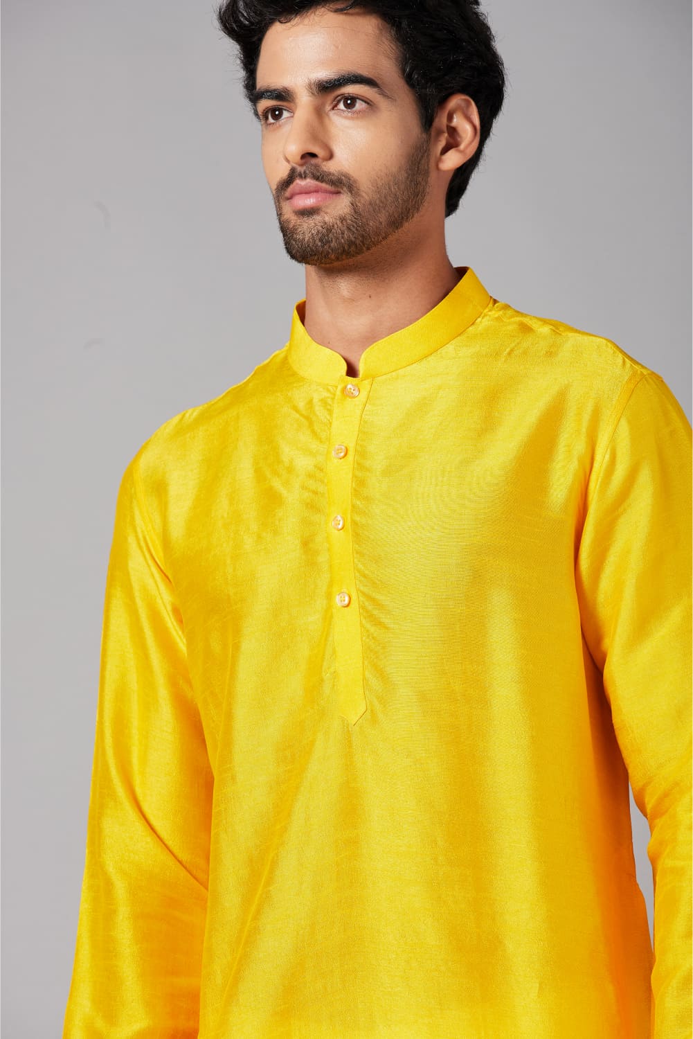 Yellow Plain Designer Men's Kurta by Hilo Design