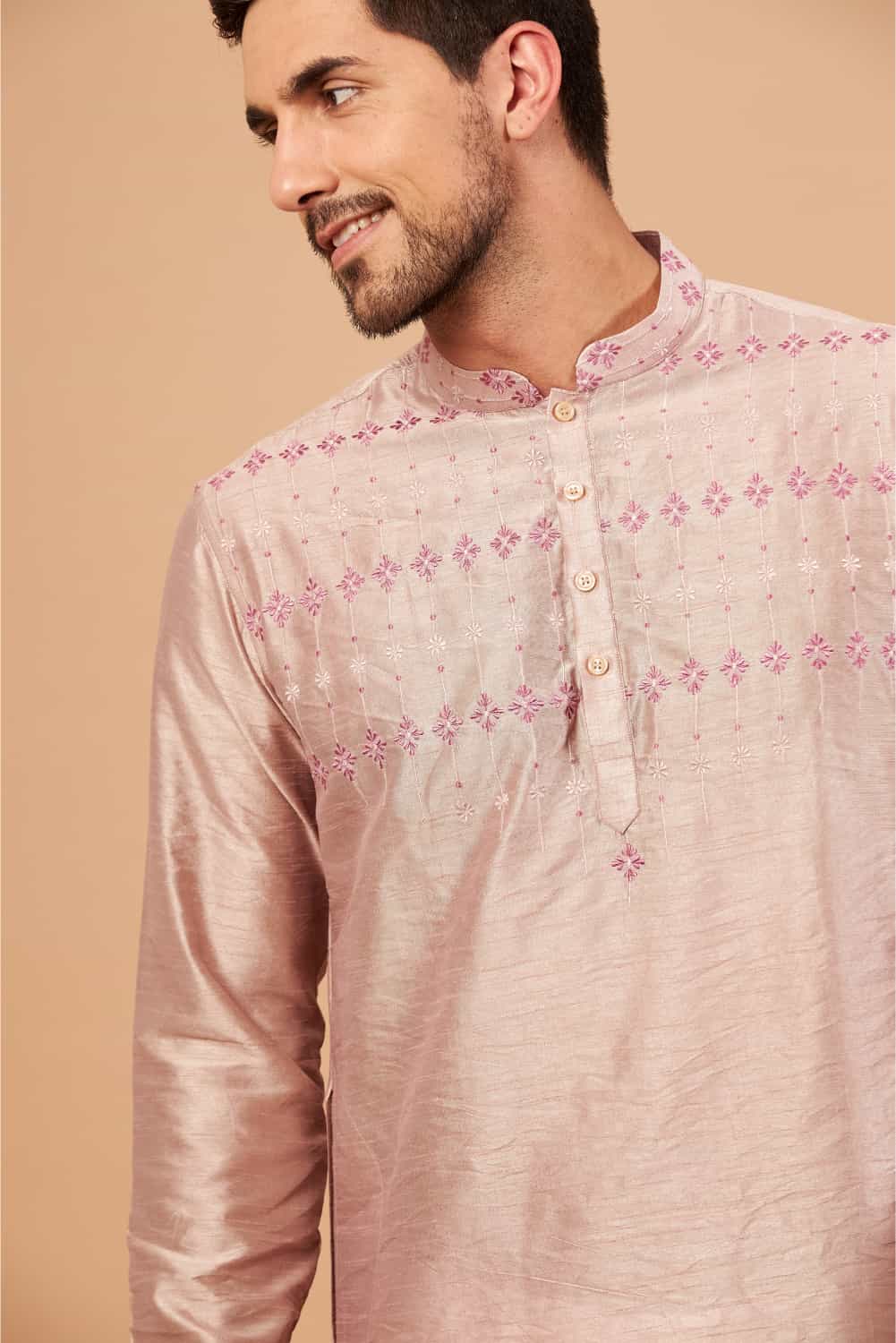 Florne Floral Geometric Embroidered Kurta by Hilo Design