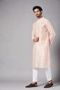 Moori Peach Embroidered Kurta by Hilo Design