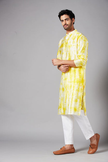 Tintlo Yellow Tie & Dye Kurta by Hilo Design