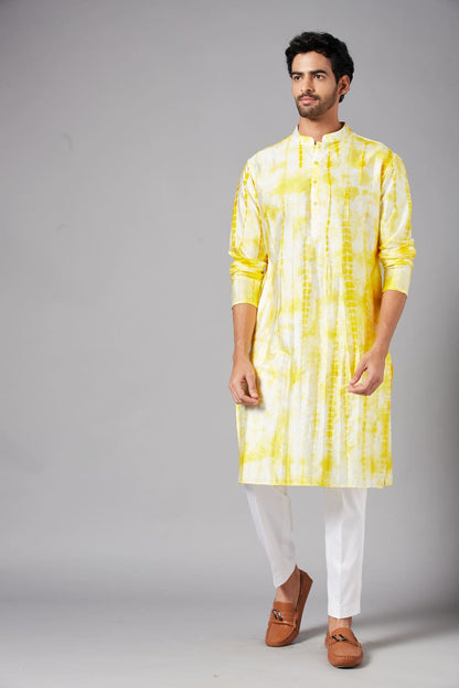 Tintlo Yellow Tie & Dye Kurta by Hilo Design