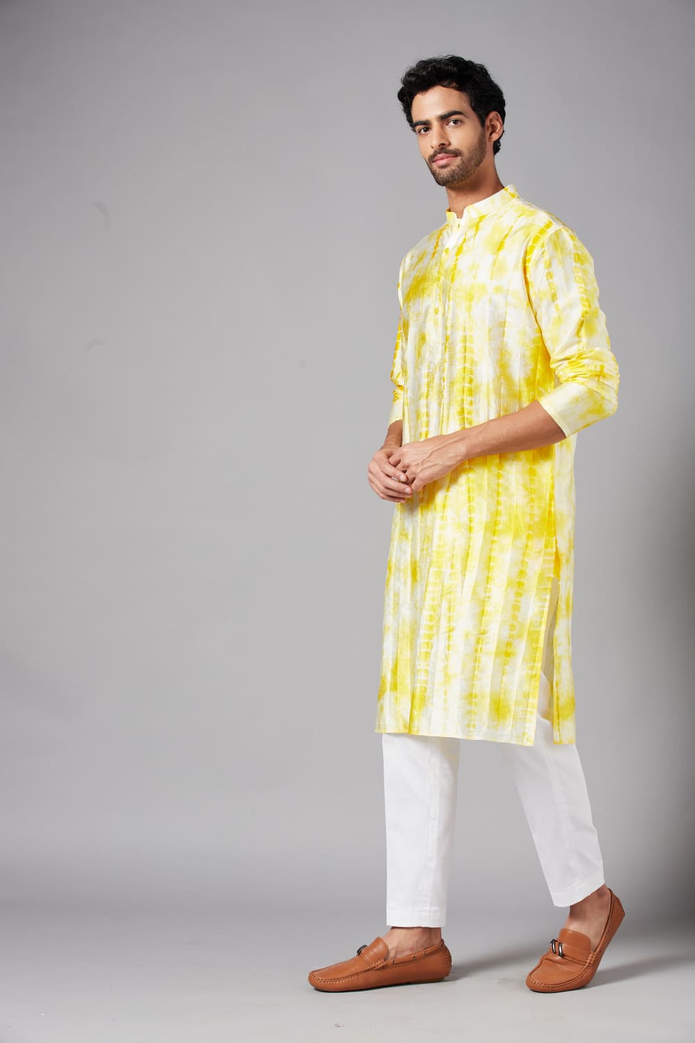 Tintlo Yellow Tie & Dye Kurta by Hilo Design