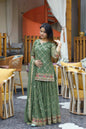 Yash Enterprise Green Georgette Embroidery Party Wear Suit Set