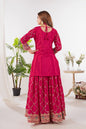 Yash Enterprise Red Chinnon Silk Embroidery Party Wear Suit Set