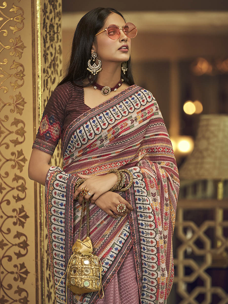 Myra Multicolour Gorgette Designer Saree