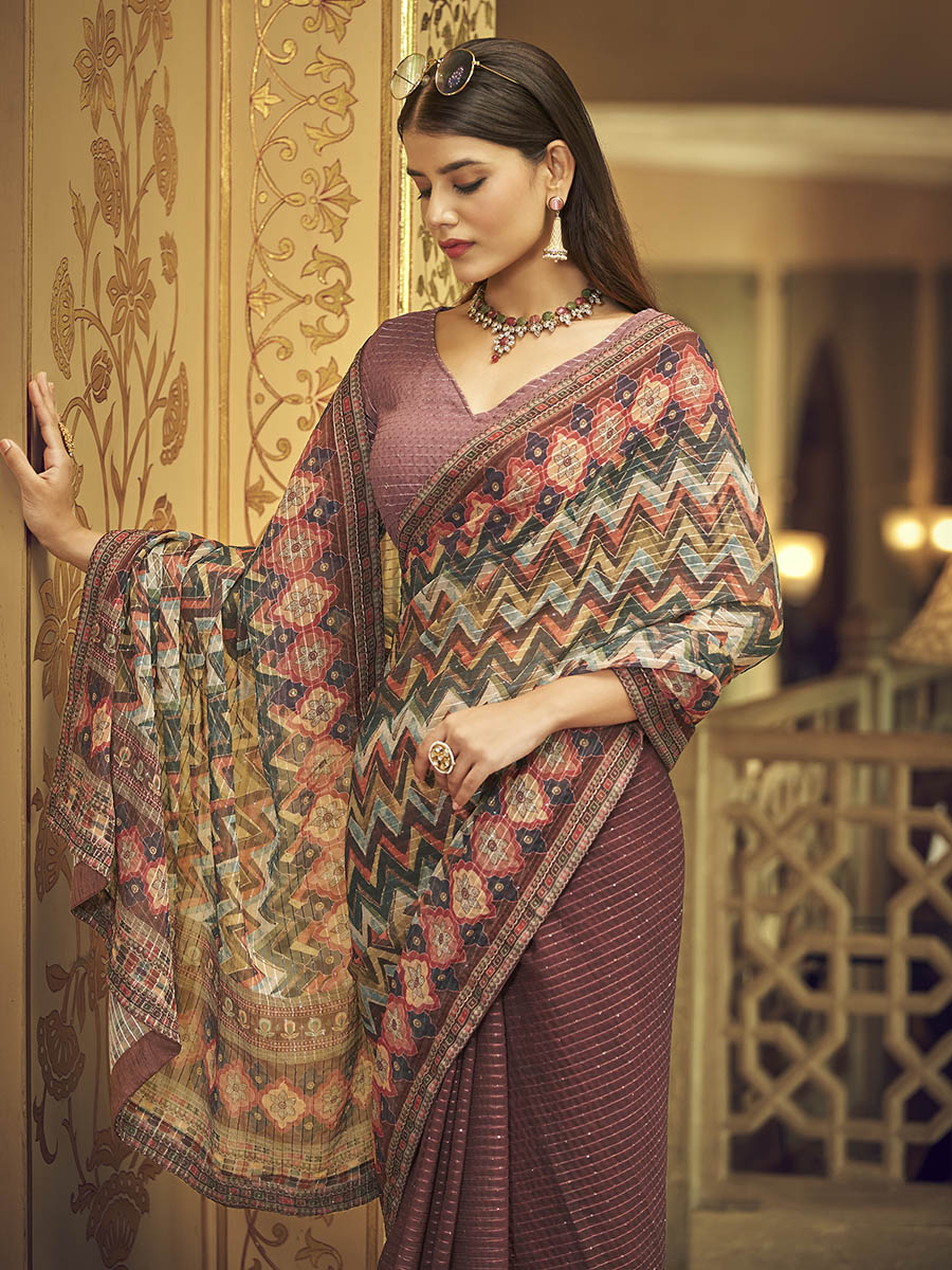 Myra Multicolour Gorgette Designer Saree