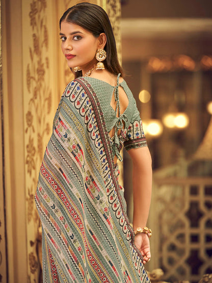 Myra Multicolour Gorgette Designer Saree